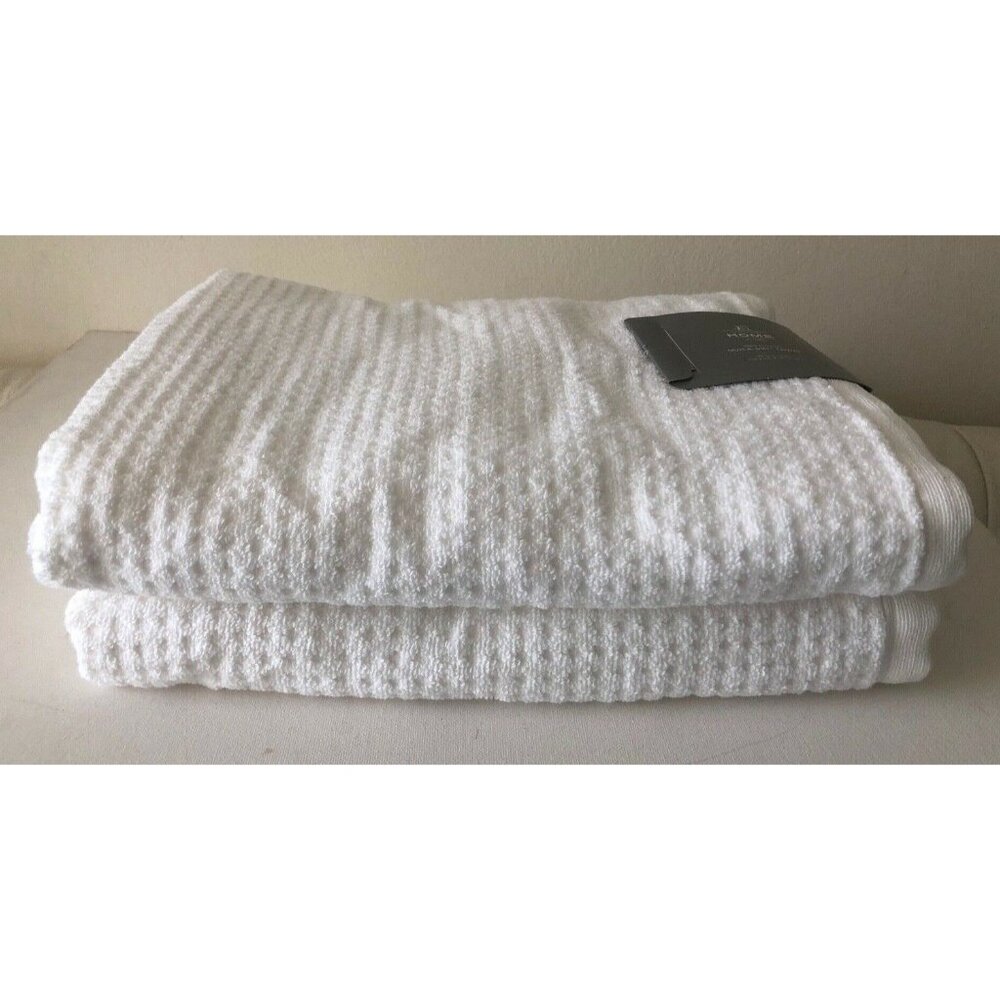 Home Quick Dry Solid White 2 Bath Towels 100% Cotton 30in x 54in